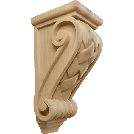 Ekena Millwork 4 1/2"W x 5"D x 10"H Medium Basket Weave Corbel, Cherry CORW04X05X10BWCH